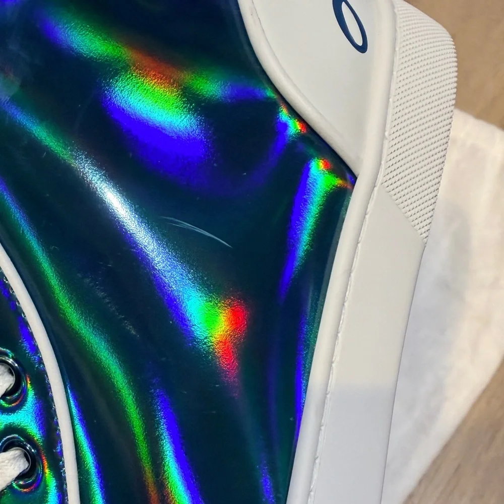 $995 CHRISTIAN LOUBOUTIN Patent Leather Blue Psychic Fun Hi Top Sneakers 41 EU 8 - Picture 8 of 11